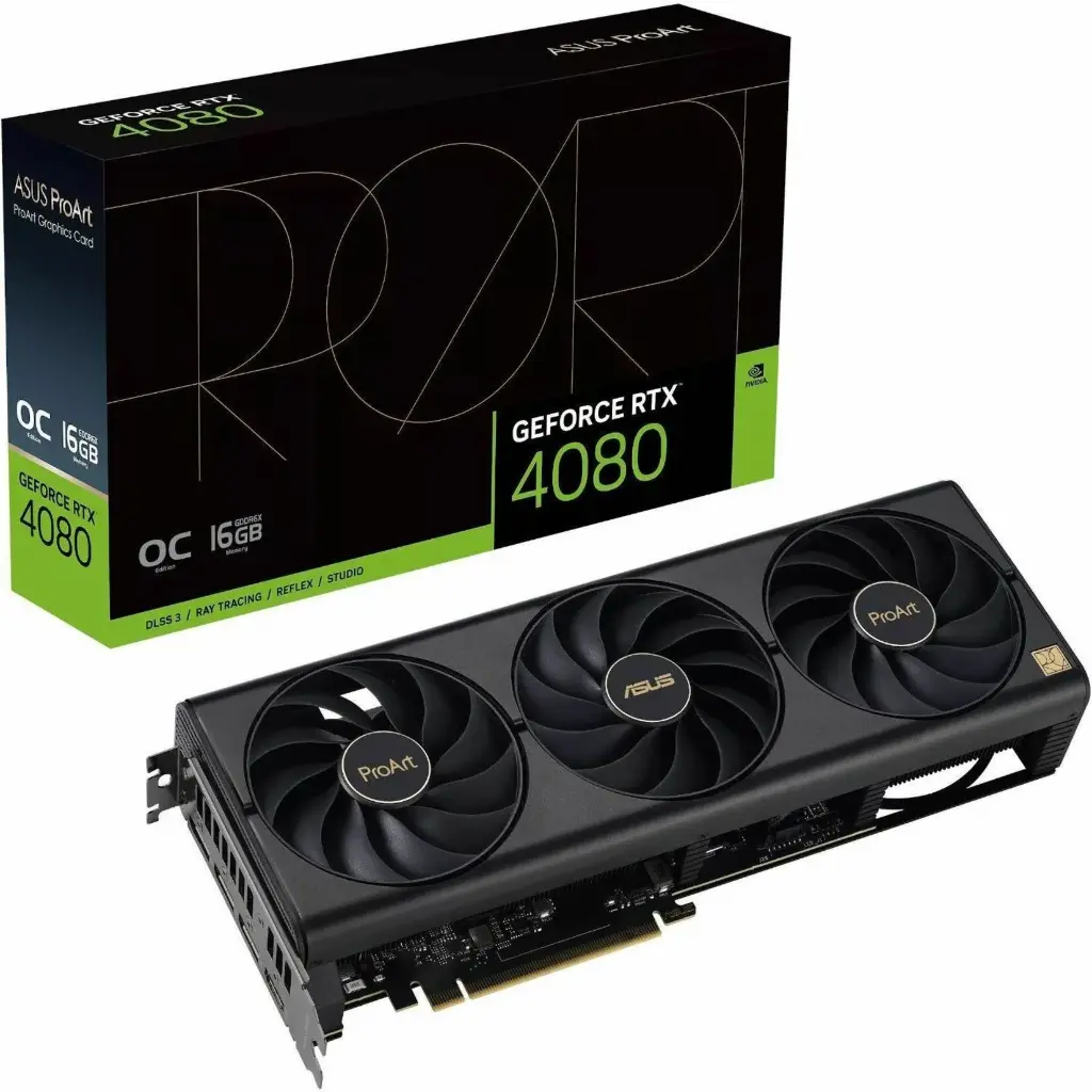 Asus PROART-RTX4080-O16G ProArt GeForce RTX 4080 OC Edition 16GB GDDR6X Graphic Card, 256-bit, 16GB Standard Memory, GDDR6X Memory Technology
