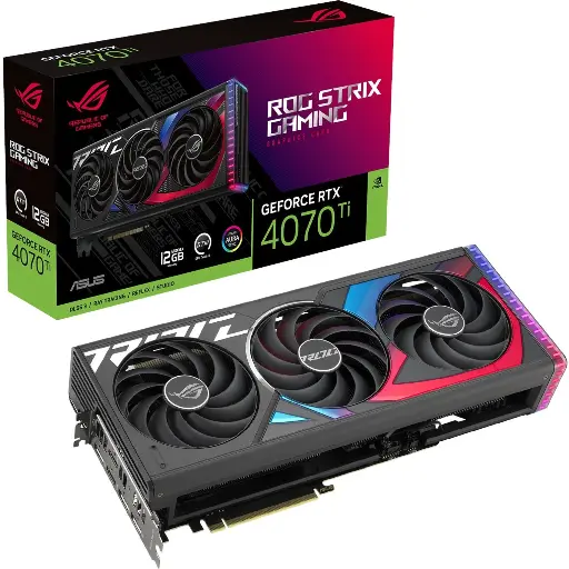 Asus ROG ROG-STRIX-RTX4070TI-12G-GAMING Strix GeForce RTX 4070Ti 12GB GDDR6X Graphic Card, 7680 CUDA Cores, 2.64 GHz GPU Boost Clock
