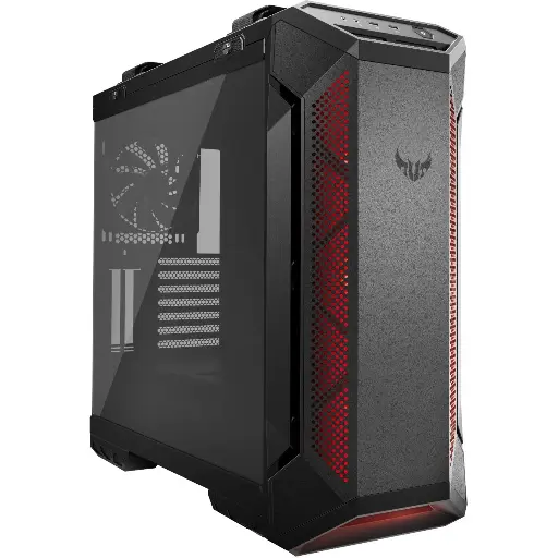 TUF GT501 Gaming Case GT501 TUF GAMING CASE/GRY, Mid-tower Gray Tempered Glass Metal, 7 Expansion Bays, 9 Expansion Slots, 4 Fans Installed