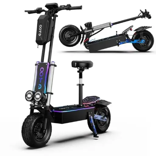 OOTD D99 Adult Electric Scooter, 6000W Motor, 60V 40Ah Battery, 120KM Range, Dual Motors, Foldable 